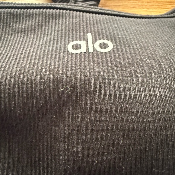 ALO Yoga Black Ribbed Sports Bra - Picture 2 of 6